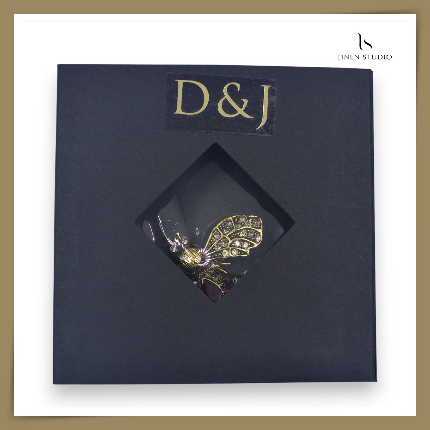 Brooch - Metal Bee and Flower with Hanging Chains (NEW)