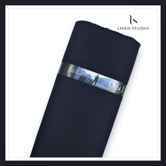 4 way Lycra Max Stretch Poly Wool Dobby Suiting by D&J Italy - DARK BLUE (NEW)