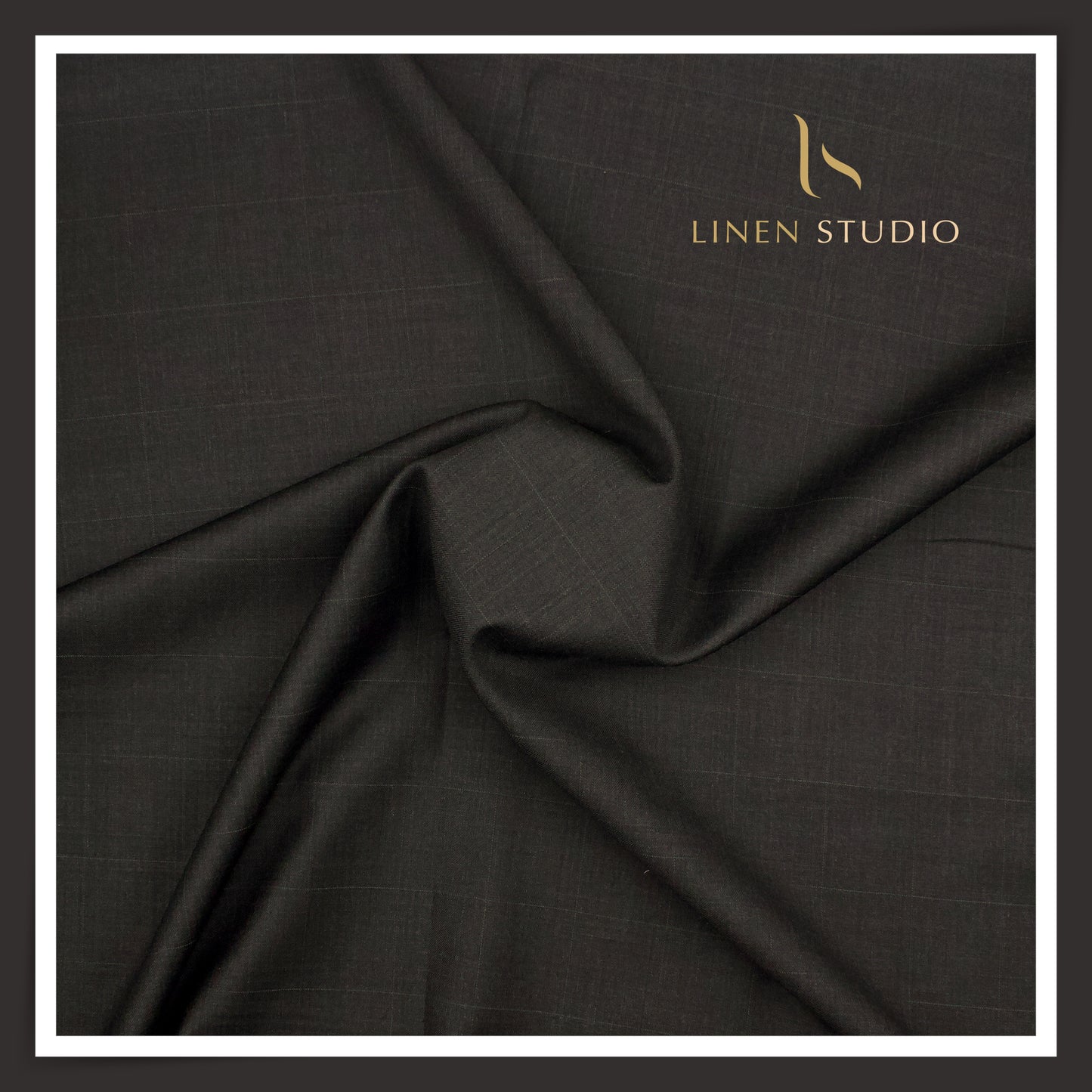 120's Australian Merino Wool Suiting by D&J - Black Subtle Checks (NEW) (Italian Designer Collection)