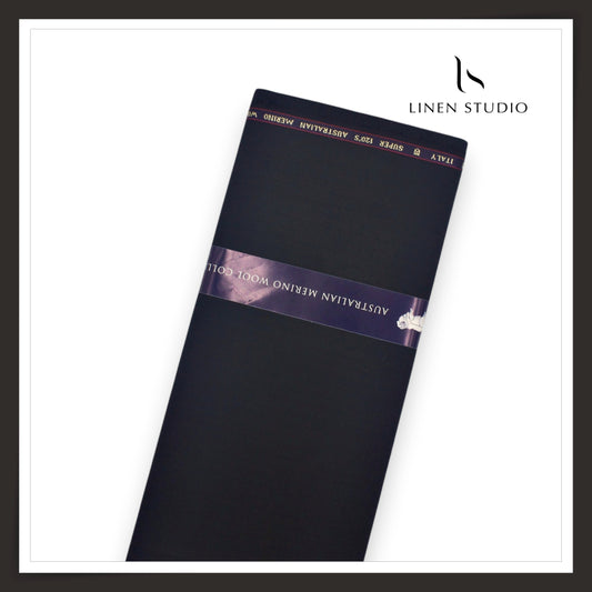 120's Australian Merino Wool Suiting by D&J - Black Textured Stripes (NEW) (Italian Designer Collection)