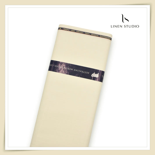 120's Australian Merino Wool Suiting by D&J - Dark Cream (NEW) (Italian Designer Collection)