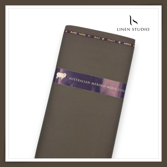 120's Australian Merino Wool Suiting by D&J - Taupe Brown (NEW) (Italian Designer Collection)