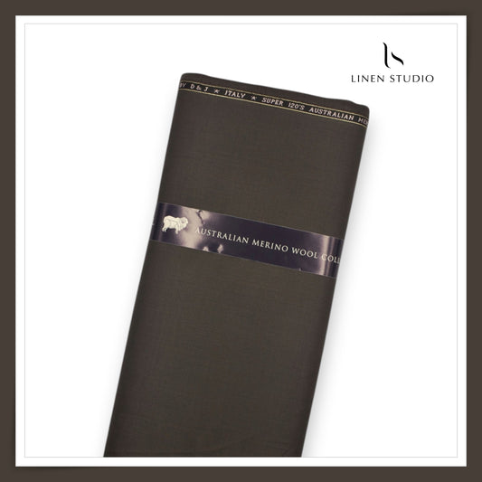 120's Australian Merino Wool STRETCH Suiting by D&J - Lisbon Brown (NEW) (Italian Designer Collection)