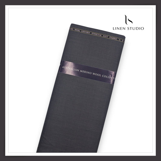 120's Australian Merino Wool STRETCH Suiting by D&J - Dark Bluish Grey (NEW) (Italian Designer Collection)