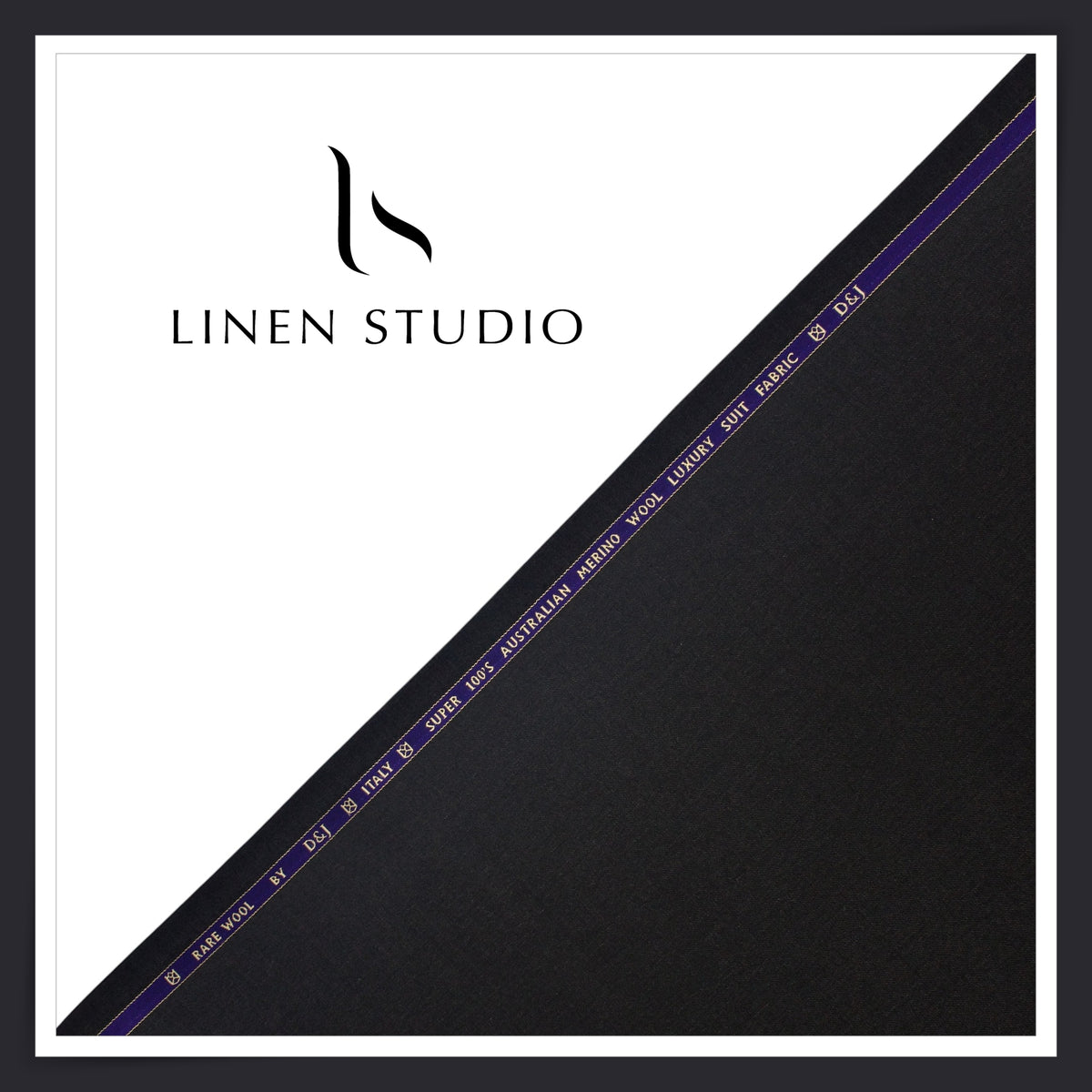 100's Australian Merino Wool Suiting by D&J - Darkest Grey (NEW) (Italian Designer Collection)