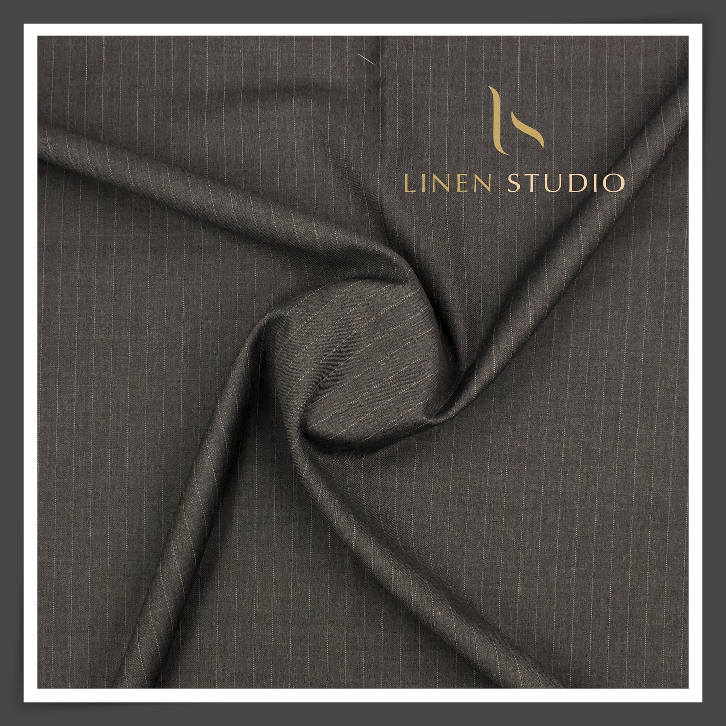 100's Australian Merino Wool Suiting by D&J - Grey with White Stripes (NEW) (Italian Designer Collection)