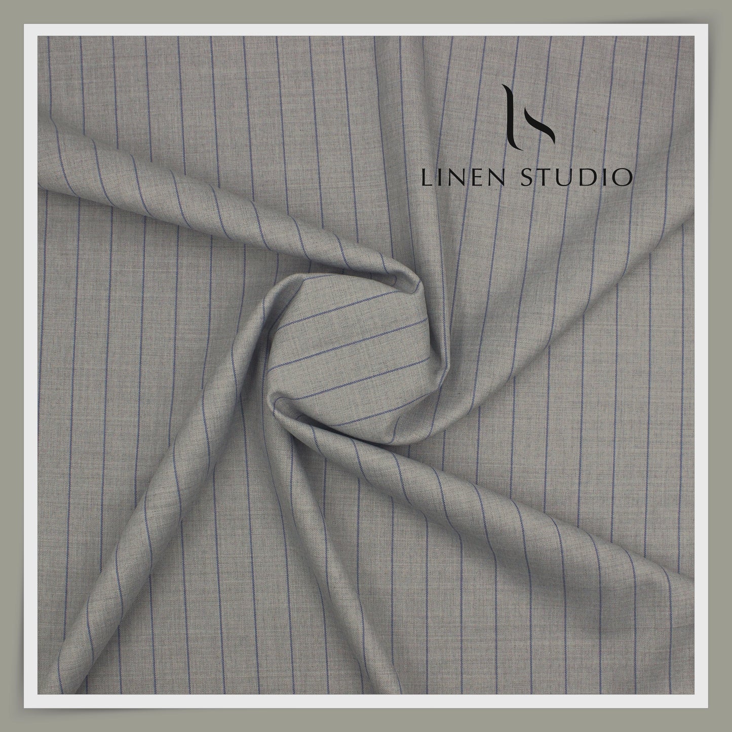 100's Australian Merino Wool Suiting by D&J - Classic Grey with Blue Stripes (NEW) (Italian Designer Collection)