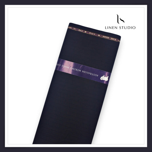100's Australian Merino Wool Suiting by D&J - Dark Blue with Bold Stripes (NEW) (Italian Designer Collection)
