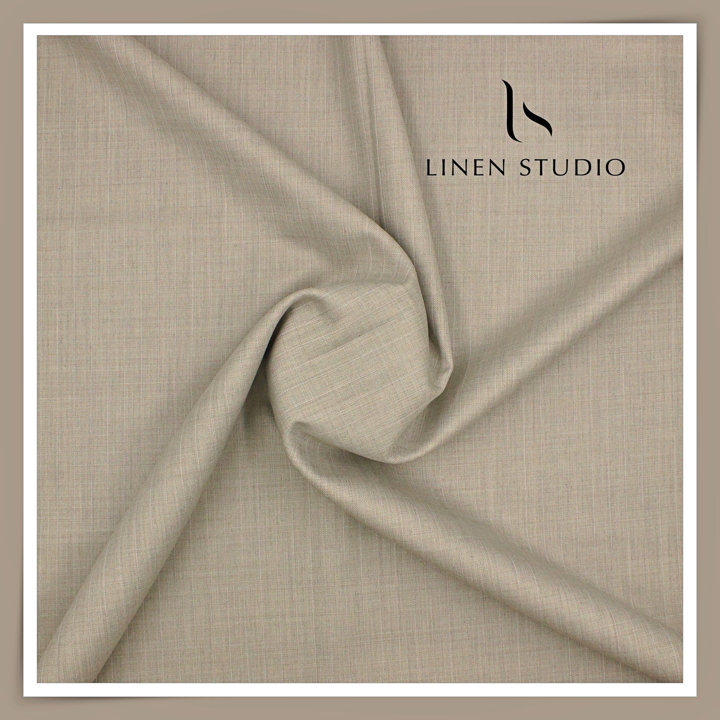 100's Australian Merino Wool Suiting by D&J - Classic Beige with White Stripes (NEW) (Italian Designer Collection)