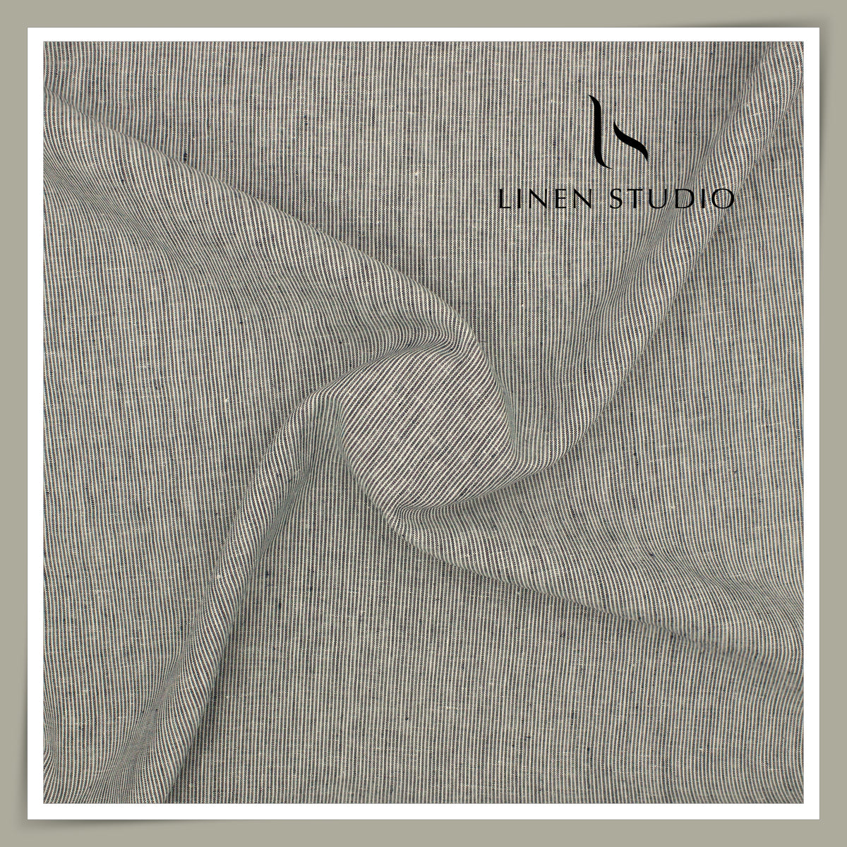Linen Club 60 Lea Pure Linen Printed Shirting W/O SEL - Fancy Black Stripes (30% SALE) (NEW)