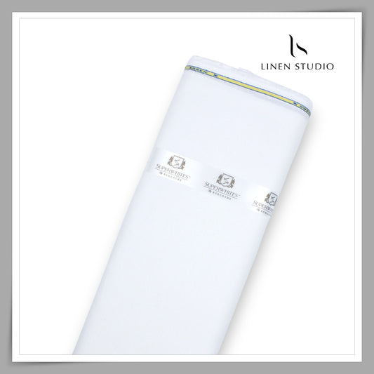 Burgoyne Pure Linen 44 Lea Twill Suiting - Super White (NEW)