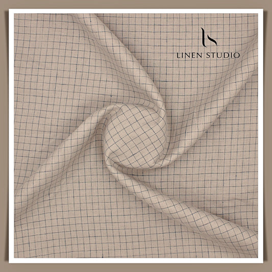 60 Lea European Linen Shirting - French Beige Checks (NEW)