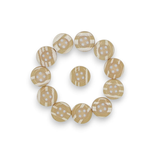 Round Rim 4 Hole Beige with White Dual Colour Fancy Shirt Buttons