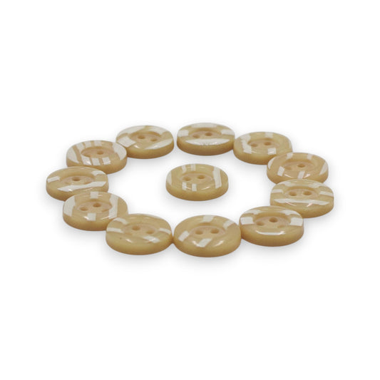 Round Rim 4 Hole Beige with White Dual Colour Fancy Shirt Buttons