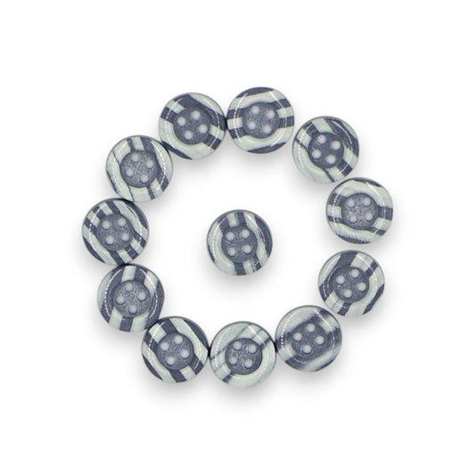 Round Rim 4 Hole Grey with White Dual Colour Fancy Shirt Buttons