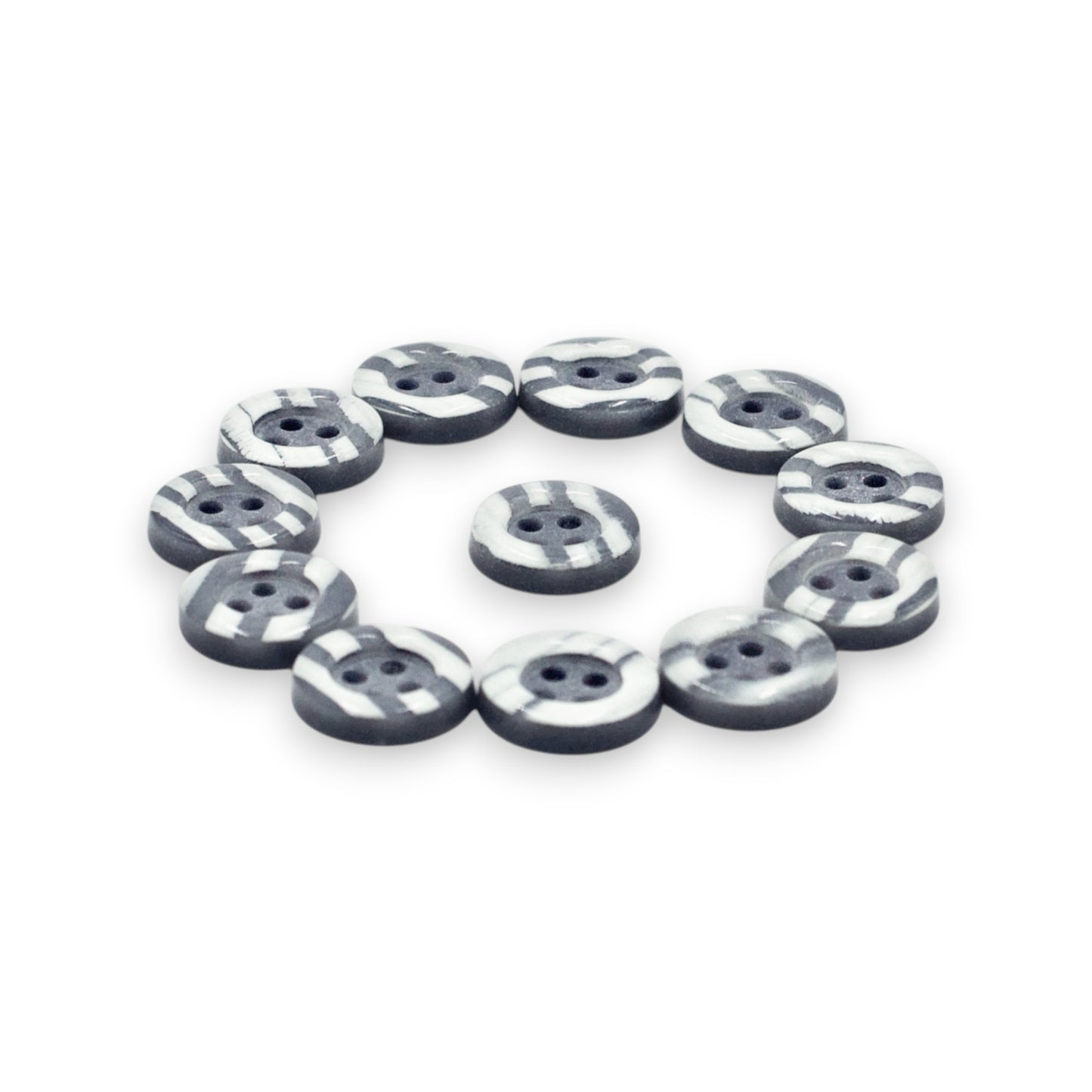 Round Rim 4 Hole Grey with White Dual Colour Fancy Shirt Buttons