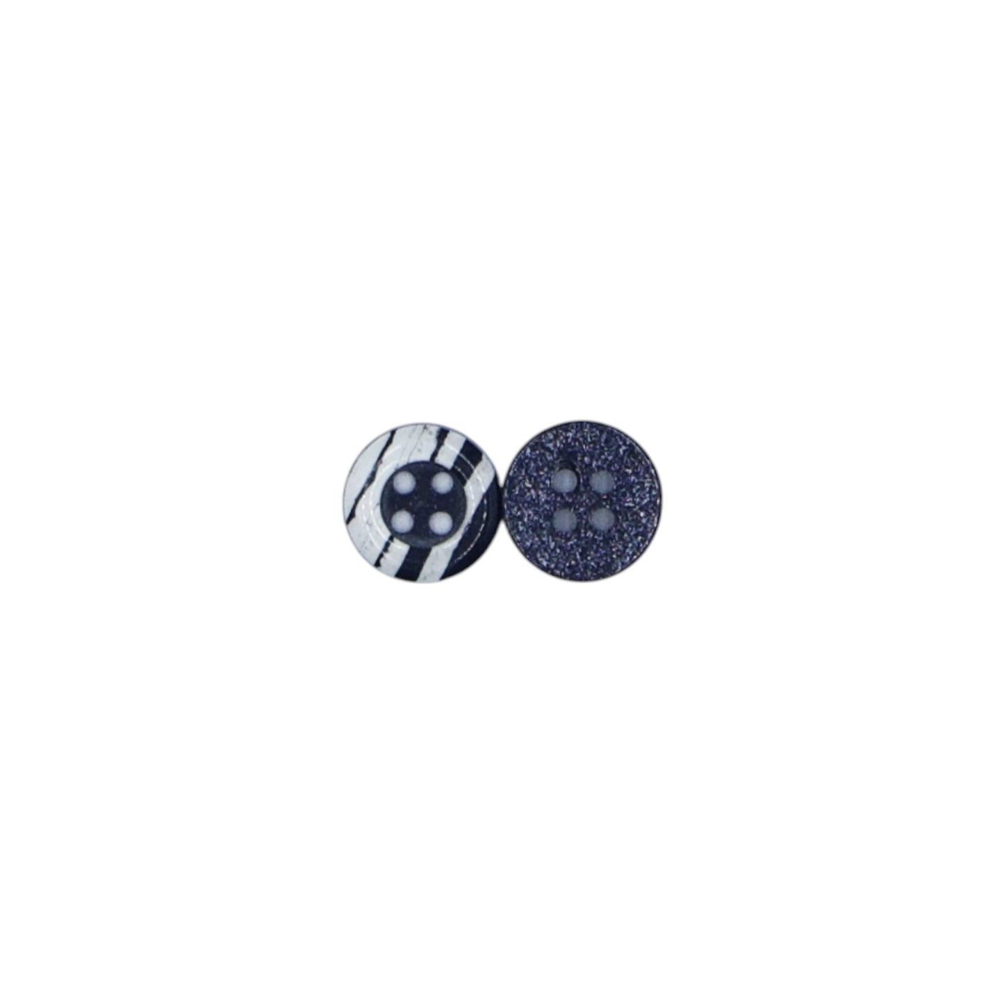 Round Rim 4 Hole Dark Blue with White Dual Colour Fancy Shirt Buttons