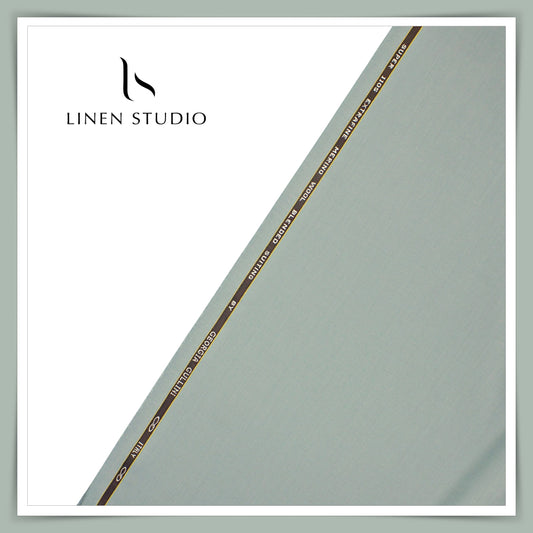 110's Super Fine Poly Wool Suiting by Georgia Gullini Italy - Light Greenish Grey