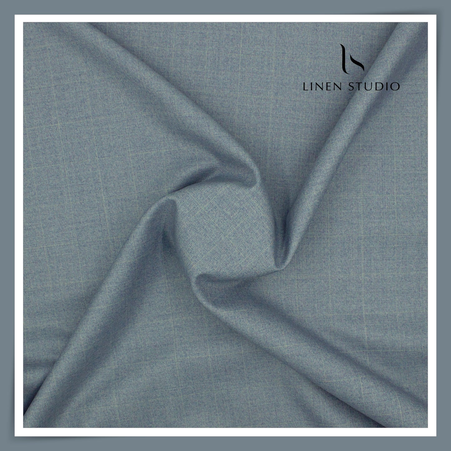 110's Poly Wool Suiting by Georgia Gullini Italy - Steel Blue Checks (Last few mtrs) (NEW)