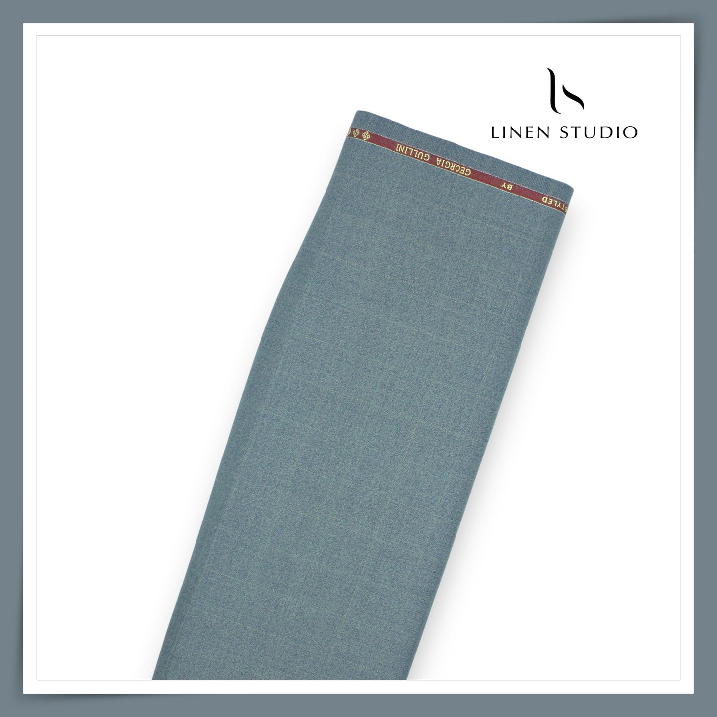 110's Poly Wool Suiting by Georgia Gullini Italy - Steel Blue Checks (Last few mtrs) (NEW)