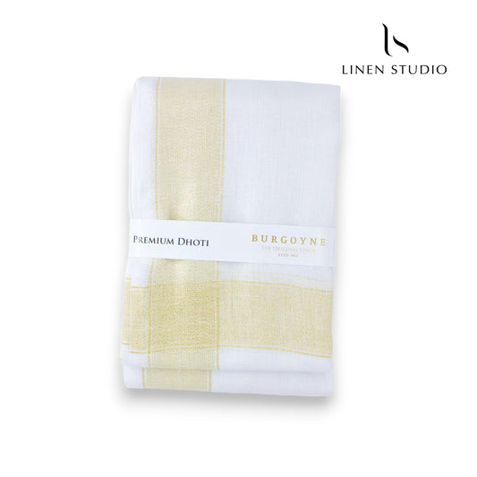Gold Zari - Pure Linen Dhoti by Burgoyne - Linen Studio