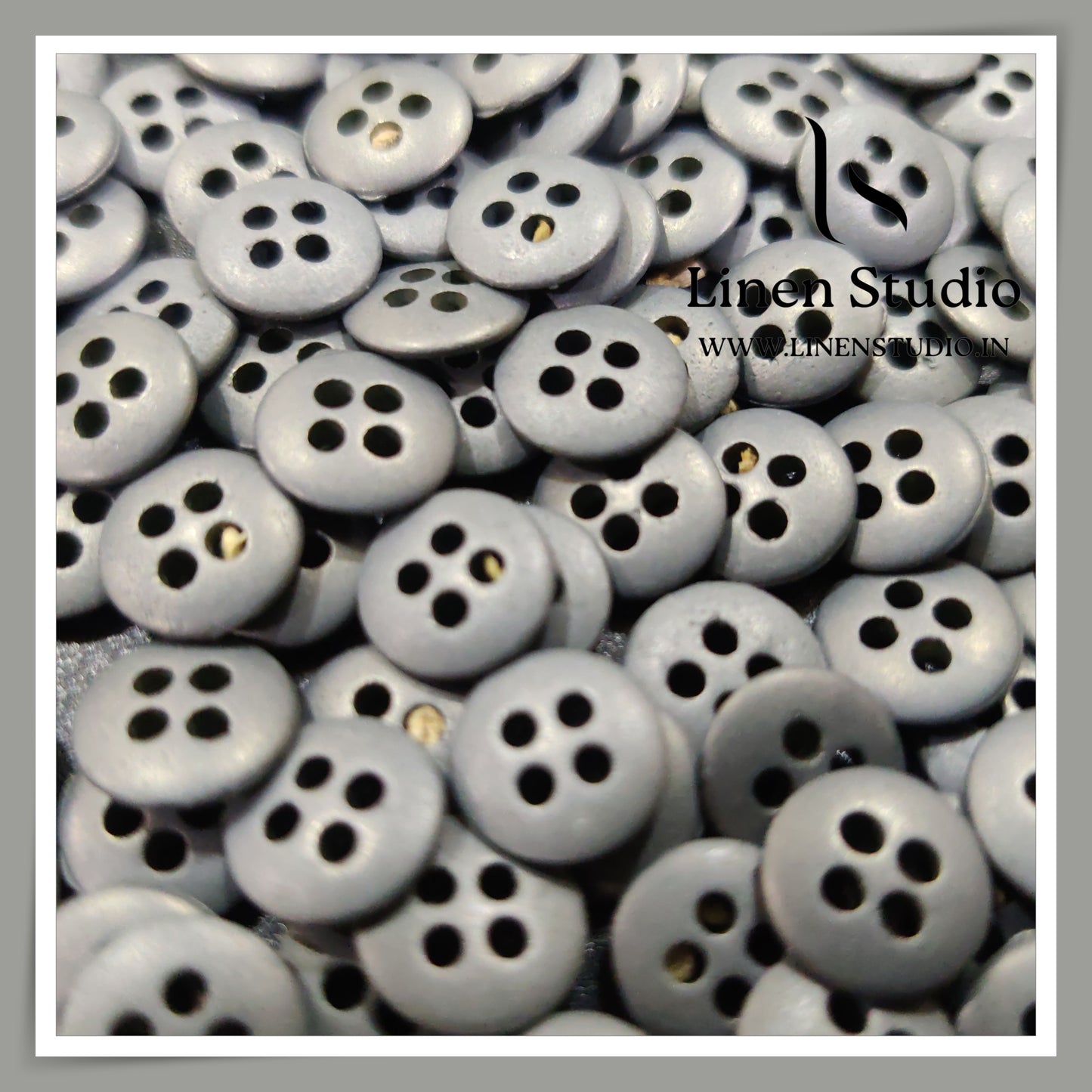 Round Rim 4 Hole Metal Shirt Buttons - Grey 16L 1g