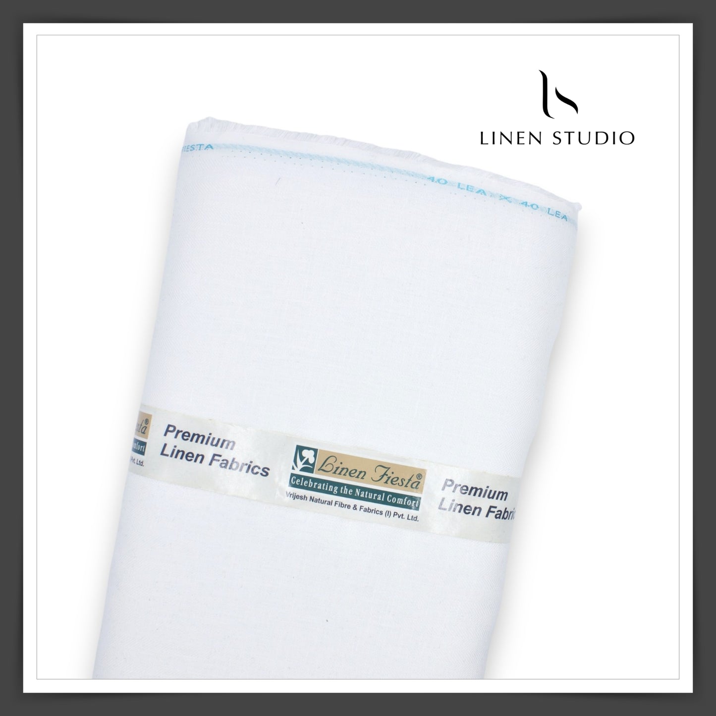 Premium Linen Suiting 40 Lea - White with Herringbone Design (zoom in)