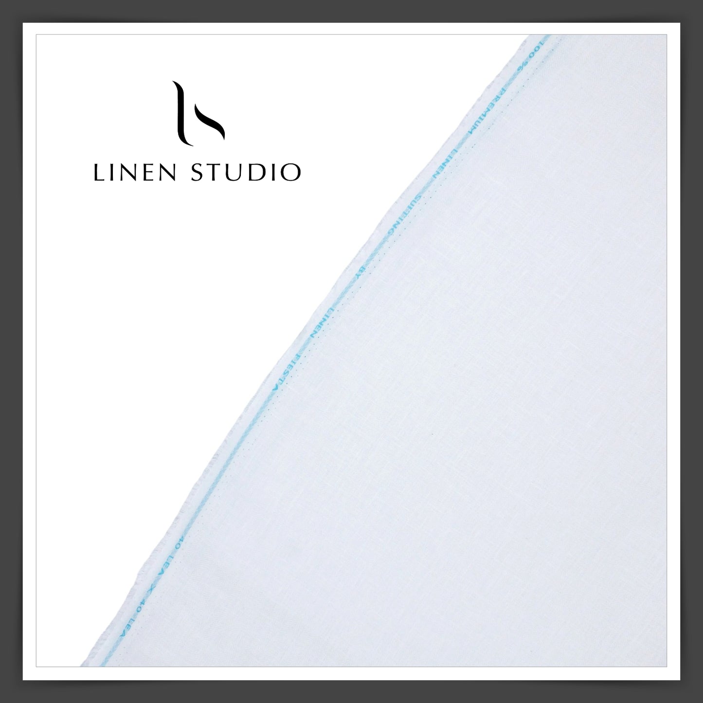 Premium Linen Suiting 40 Lea - White with Herringbone Design (zoom in)