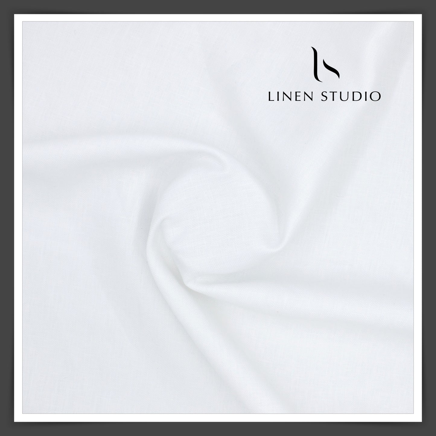 Premium Linen Suiting 40 Lea - White with Herringbone Design (zoom in)