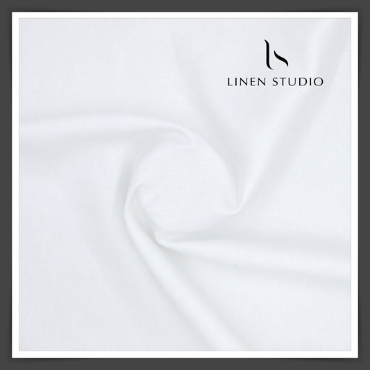 Premium Linen Suiting 40 Lea - White with Herringbone Design (zoom in)