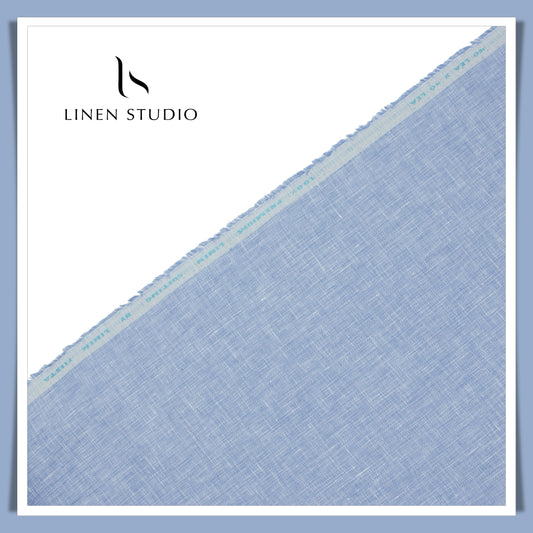 Premium Linen Suiting 40 Lea Textured - Baby Blue (Zoom in) - Linen Studio