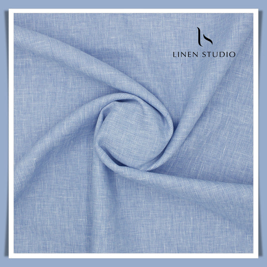 Premium Linen Suiting 40 Lea Textured - Baby Blue (Zoom in) - Linen Studio