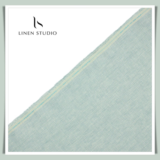 Premium Linen Suiting 40 Lea Textured - Celeste Blue (Zoom in) - Linen Studio