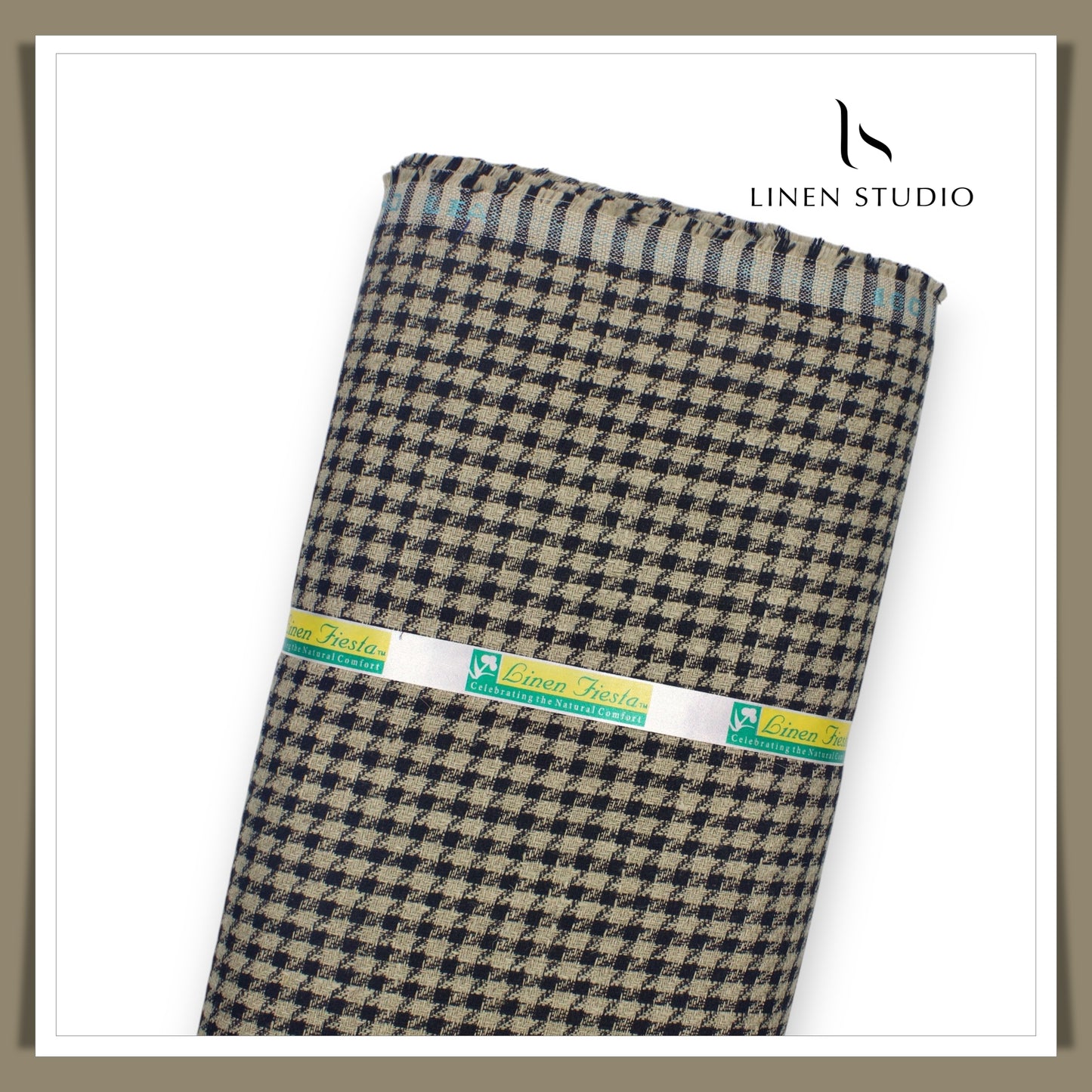 Tweed Pure Linen Jacket Fabric - Shephard's Checks 01 (Zoom in) - Linen Studio