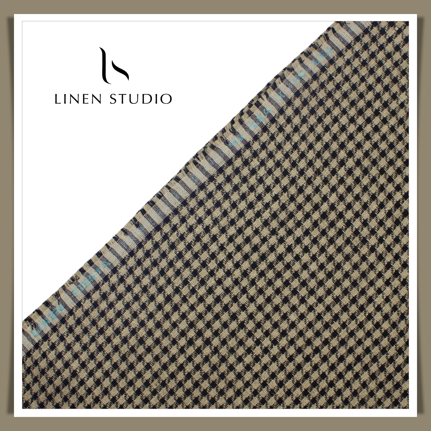 Tweed Pure Linen Jacket Fabric - Shephard's Checks 01 (Zoom in) - Linen Studio