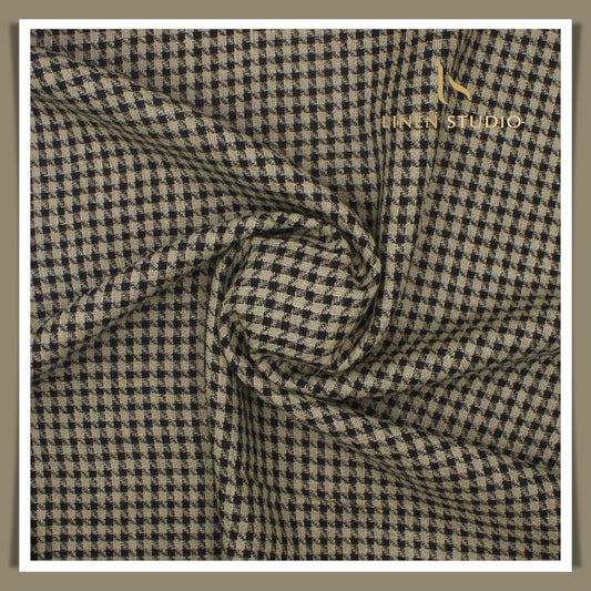 Tweed Pure Linen Jacket Fabric - Shephard's Checks 01 (Zoom in) - Linen Studio
