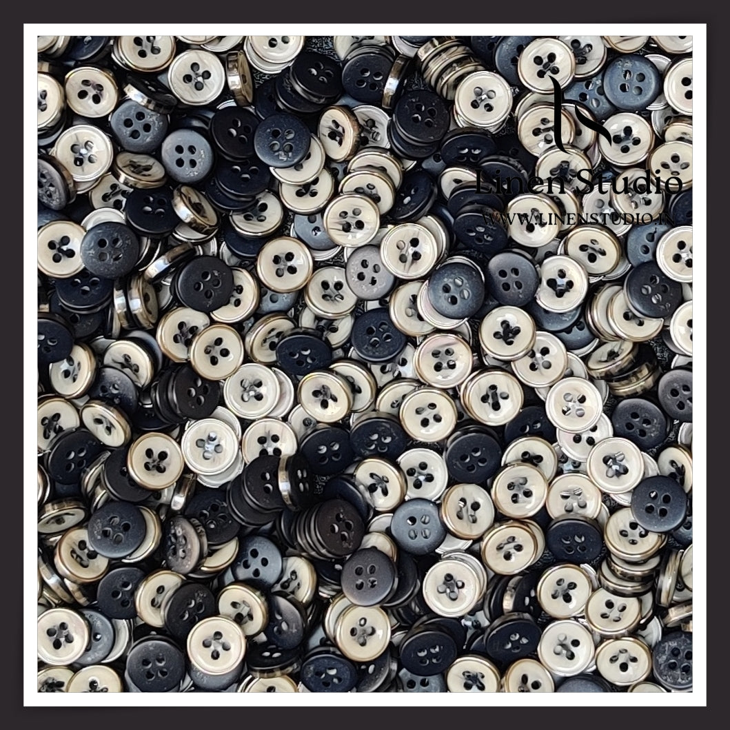 Round Rim 4 Hole Ringed Shirt Buttons - I023-16L(7)