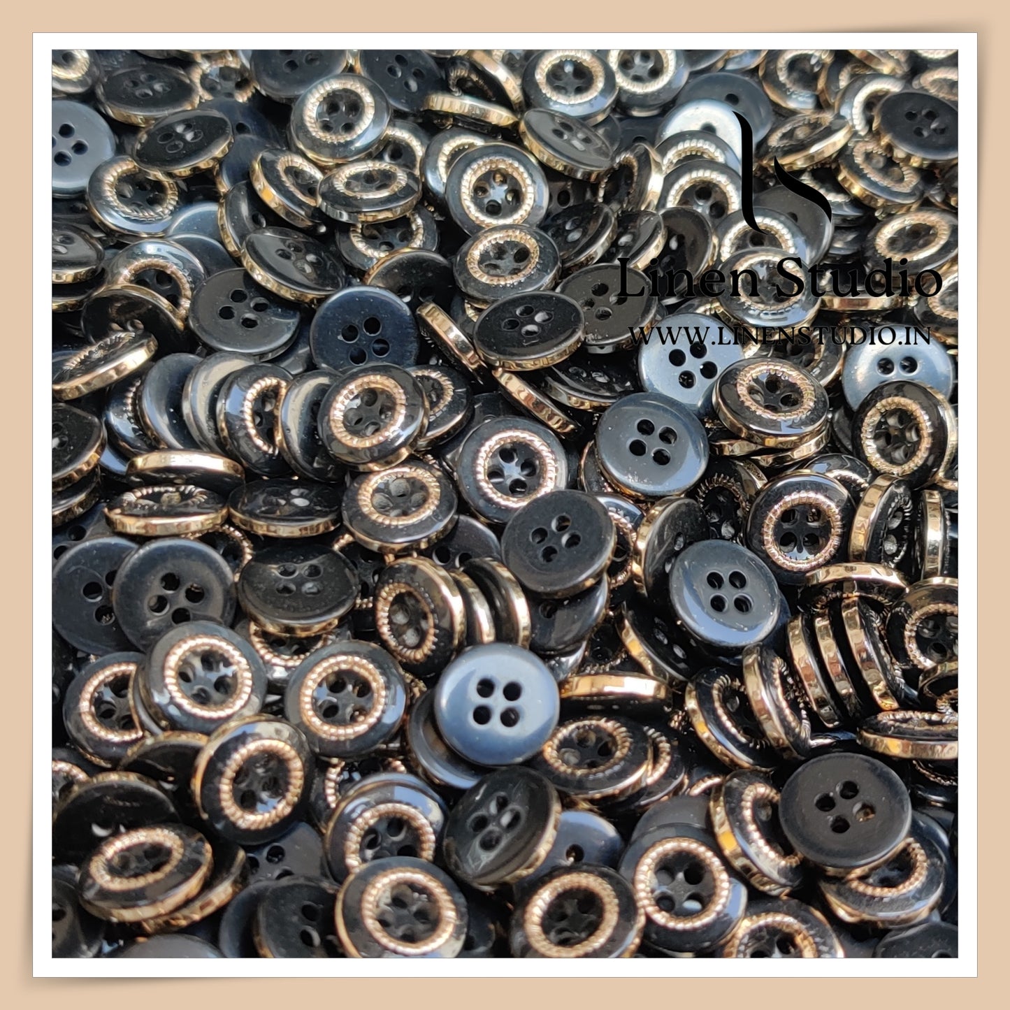 Round Rim 4 Hole Ringed Shirt Buttons - I023-18L(16)