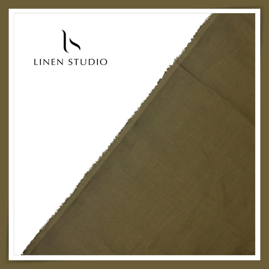 Linen Studio 60 Lea Pure Linen Shirting - Greenish Brown (50% SALE) (NEW)