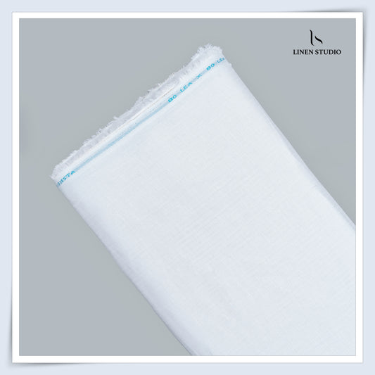 Linen Fiesta 80 Lea Self Stripe Shirting - Pure White (Zoom In) (NEW)
