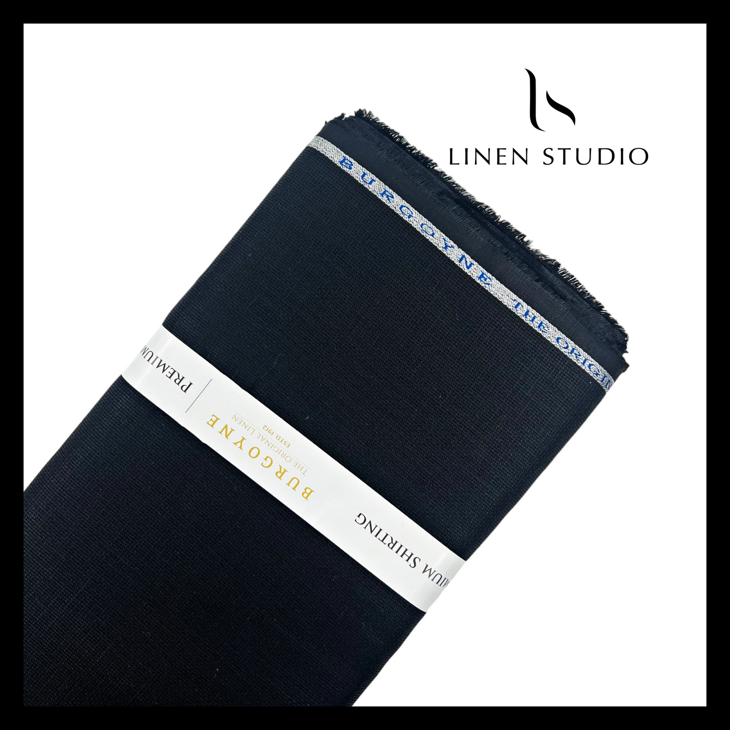 Black Netted Burgoyne - Pure Linen 70 Lea - Linen Studio