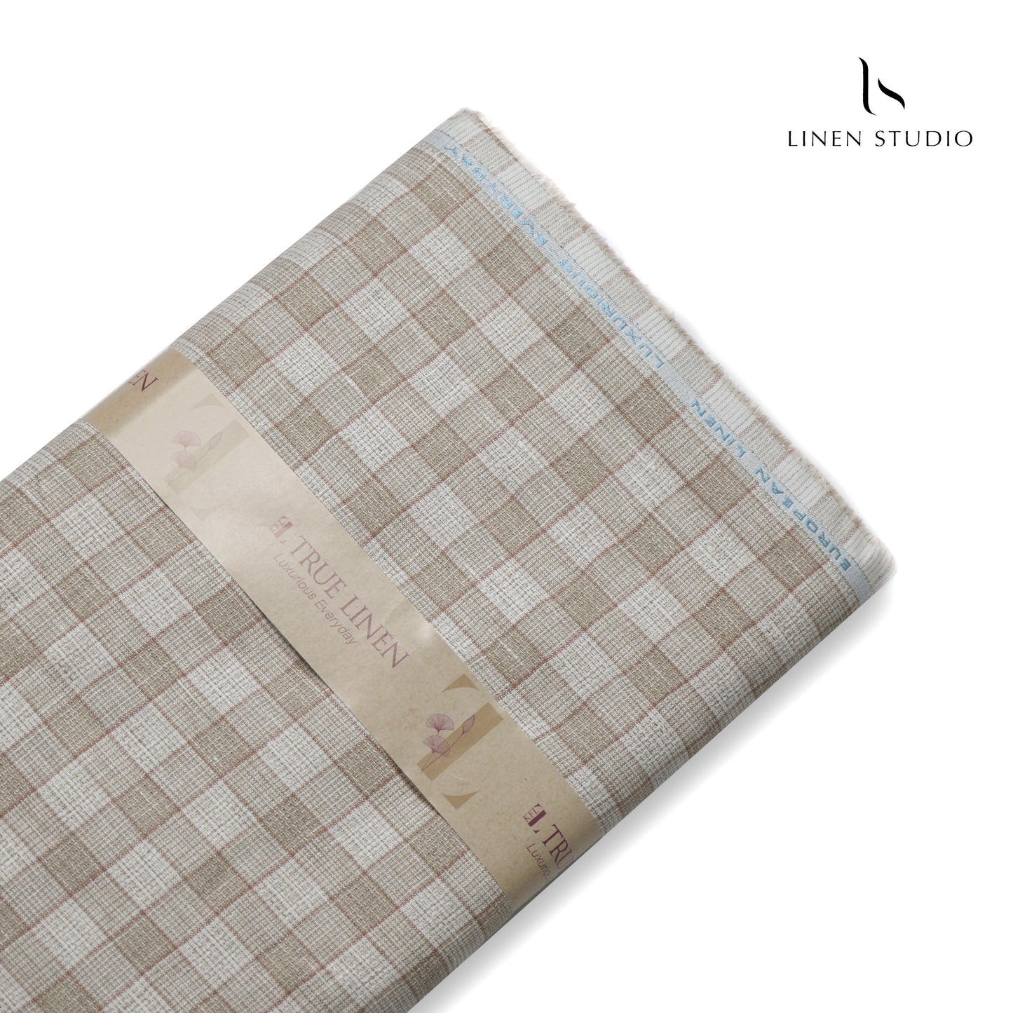 True Linen 60 Lea European Linen Shirting - Textured Checks