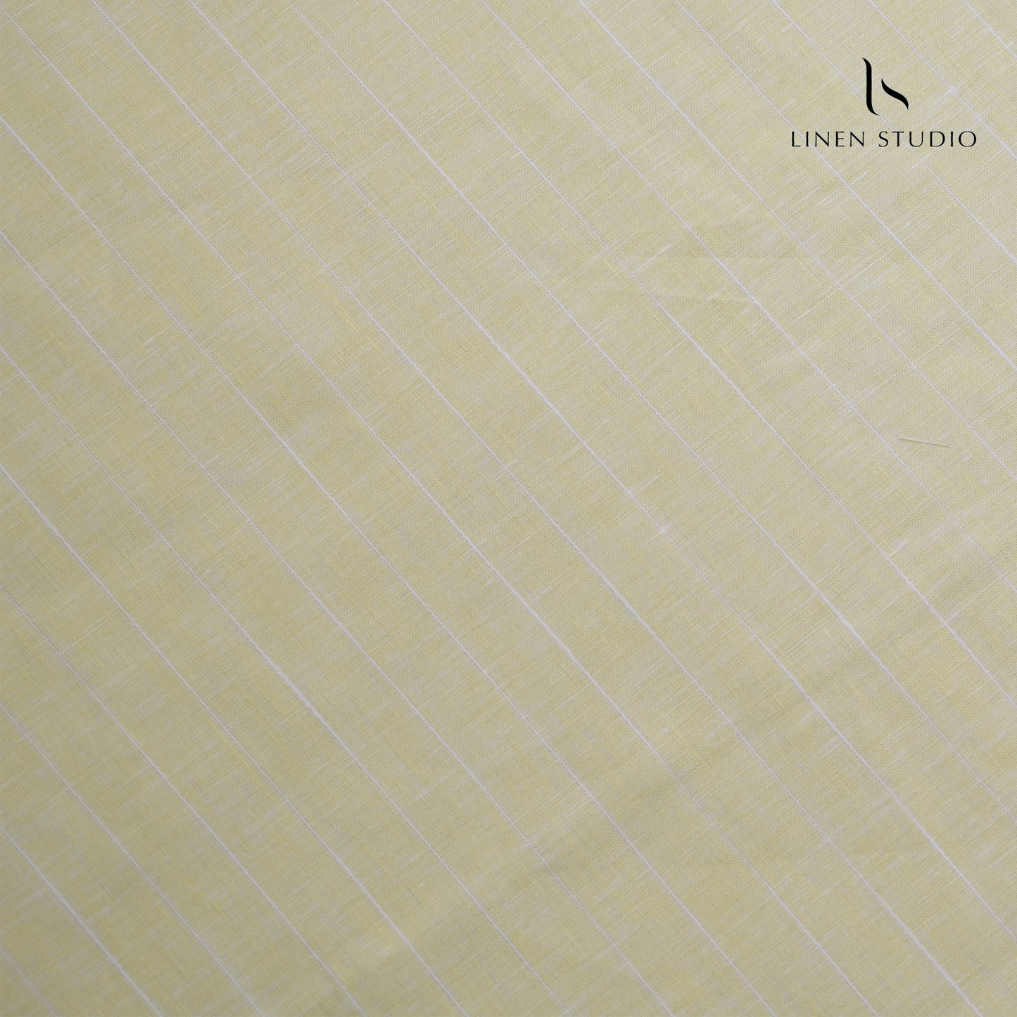 True Linen 60 Lea European Linen Shirting - Pale Yellow Stripes