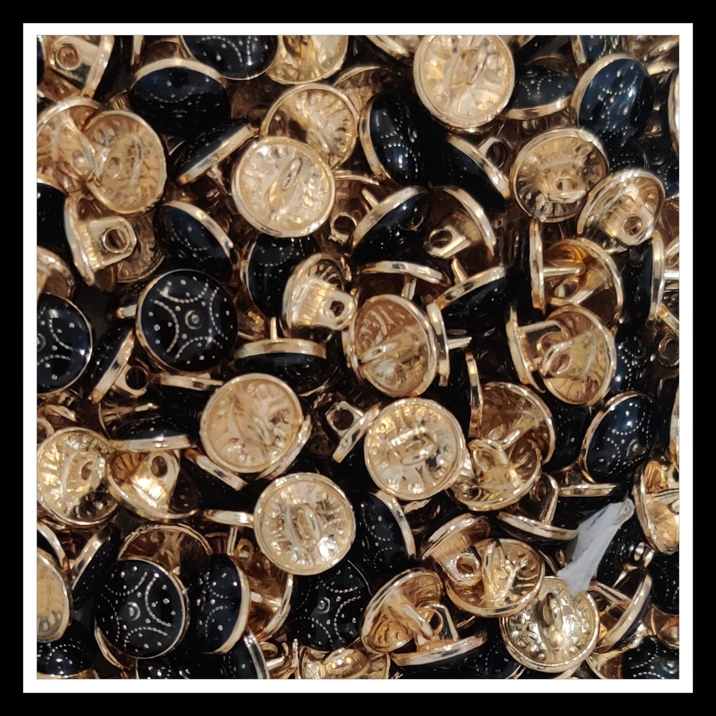 Textured Enamel Designer Metal Buttons - Ludo Black (NEW)