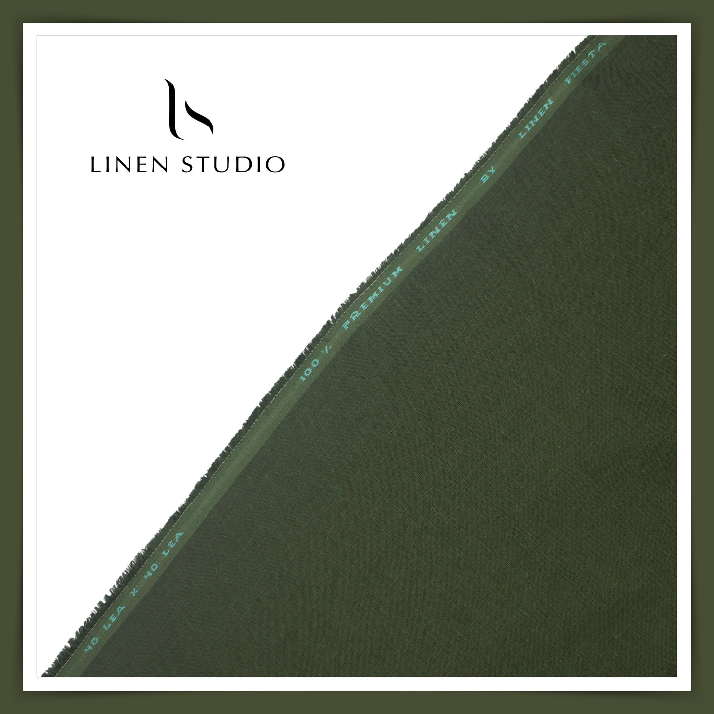 Linen Fiesta 40 Lea Plain Shirting - Olive Green (Fastest Selling)