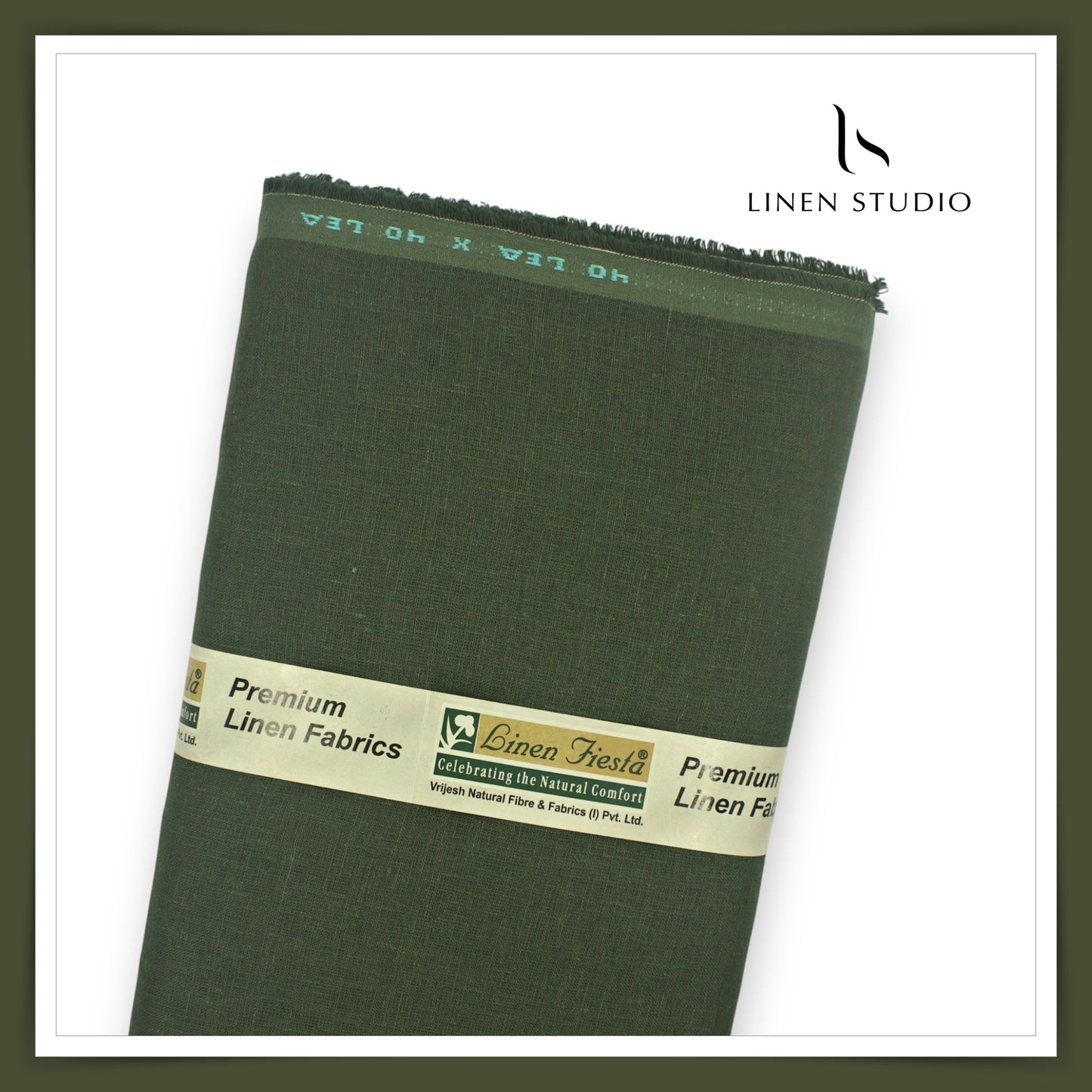 Linen Fiesta 40 Lea Plain Shirting - Olive Green (Fastest Selling)