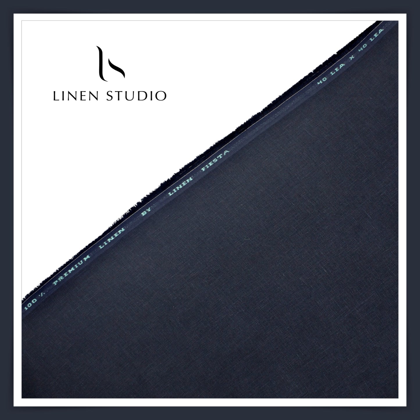 Linen Fiesta 40 Lea Plain Shirting - Navy Blue (Fastest Selling)