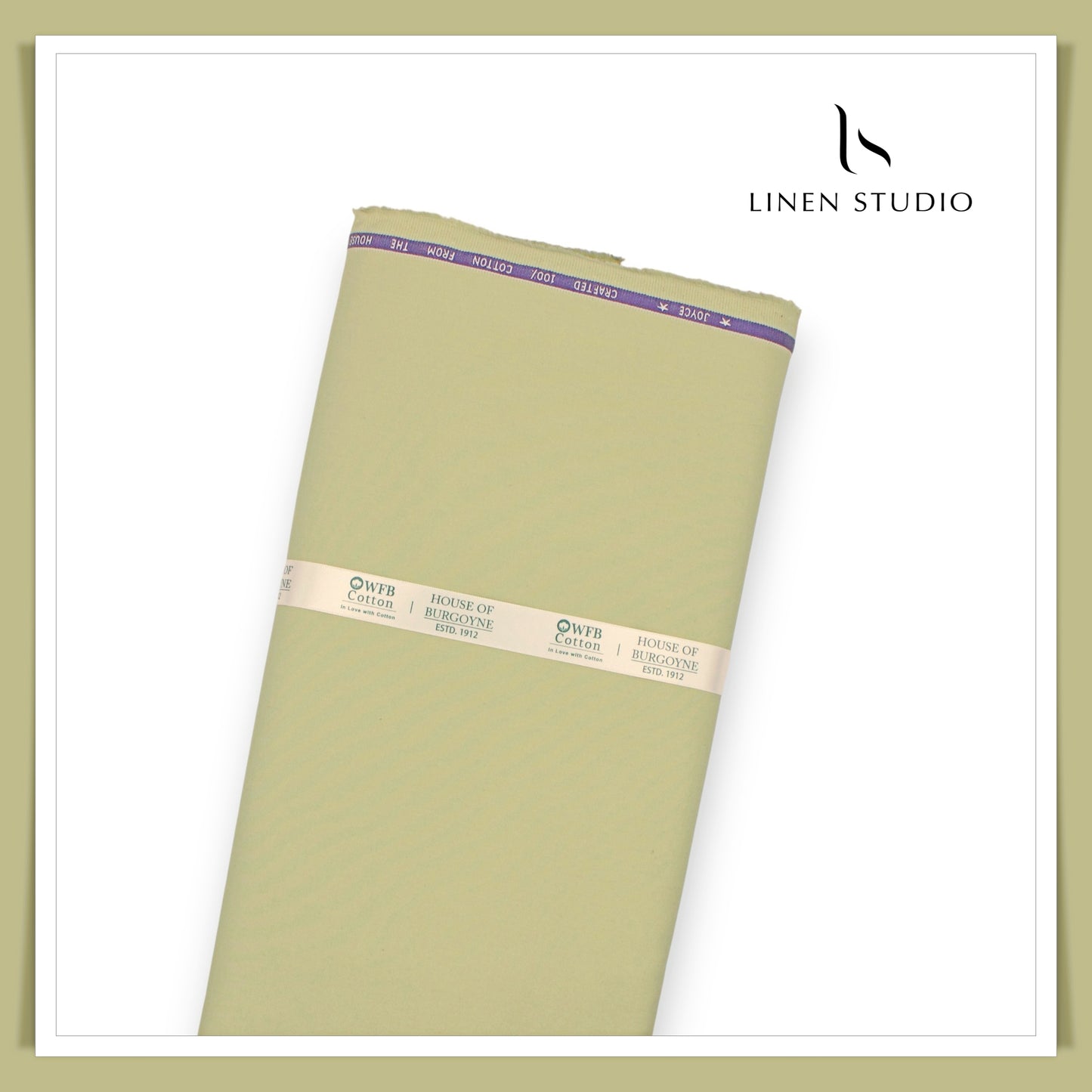 2 Ply 100% Cotton Suiting by Burgoyne Ireland - Pale Green (Satin Finish)