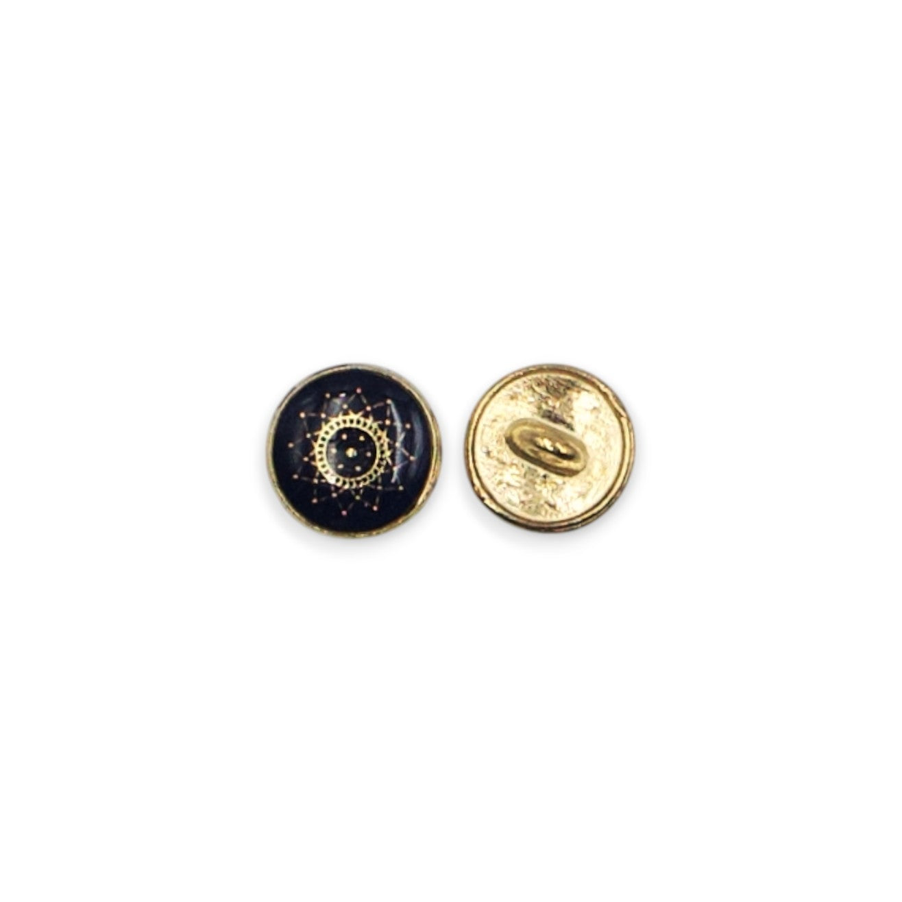 Textured Dark Blue Enamel Designer Metal Buttons - 5