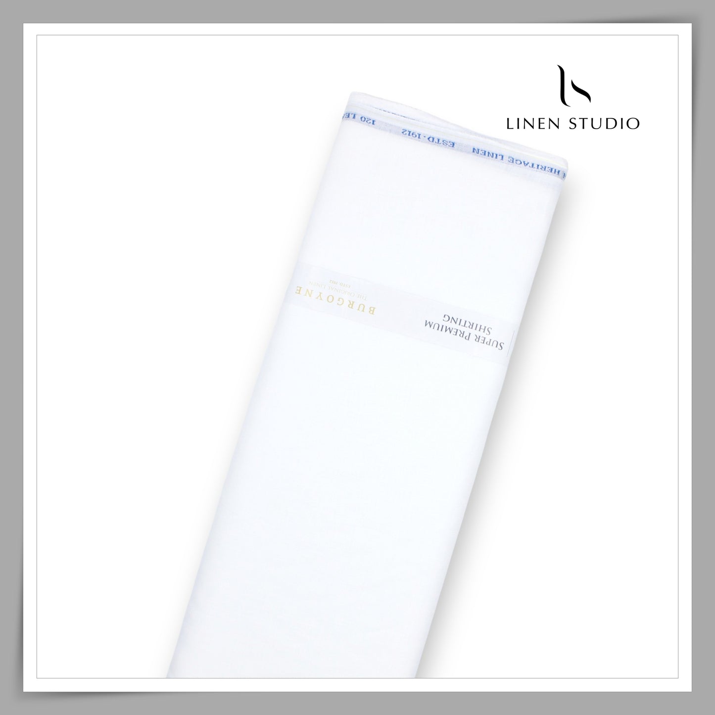 Burgoyne Pure Linen 120 Lea Twill Shirting - Super White (Premium) (NEW)
